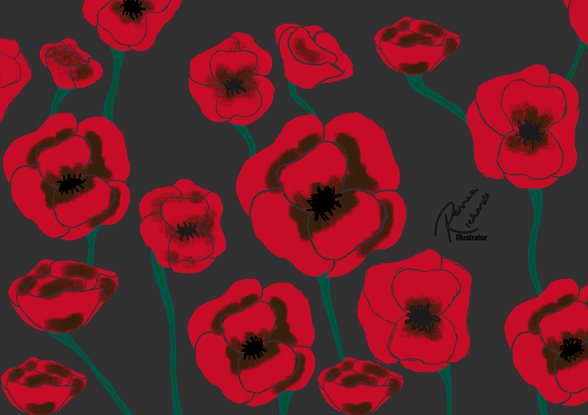warhorse poppies Barbwire Adobe Photoshop