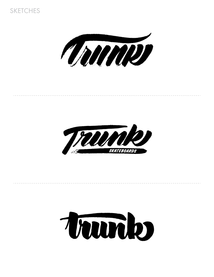 trunk skateboards logo skateboard company Skate co. sketches Script cursive