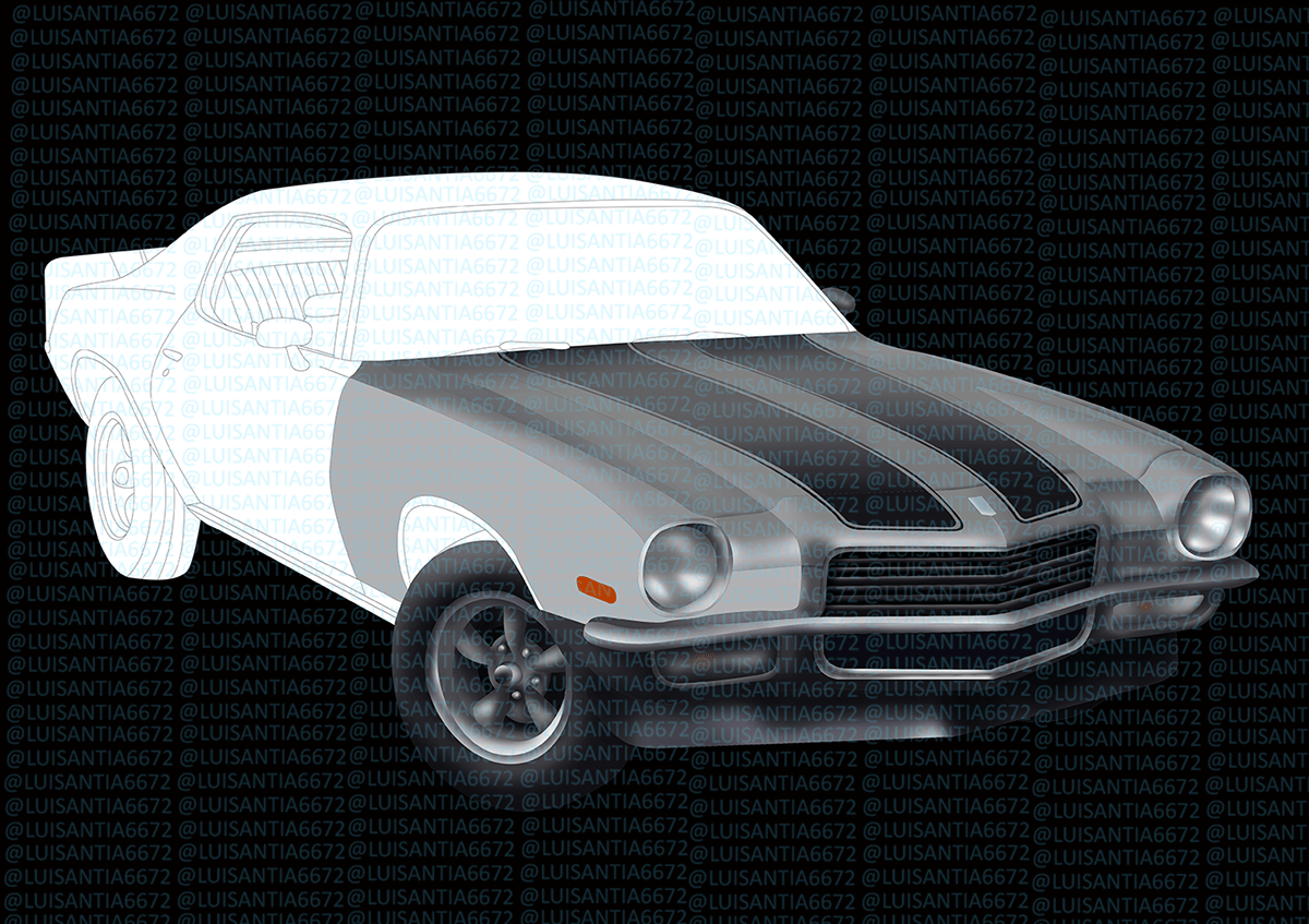3D automobile camaro car designer graphics illustrations shirt Vehicle visualization