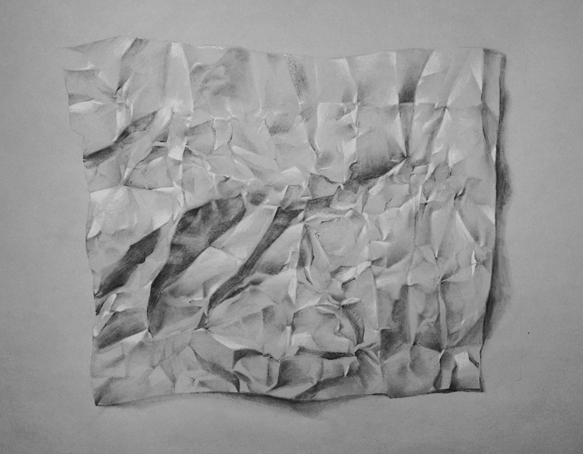 Crumpled Paper Drawing - Pencil | Paper Drawing, Art Drawings, Nature Art Drawings