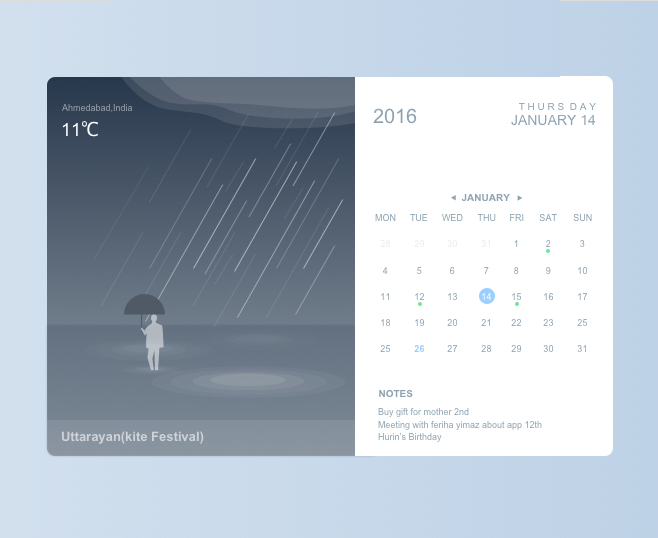 weather，calendar