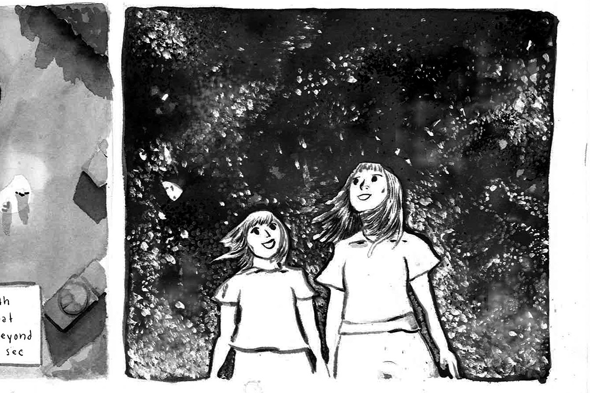 comic Autobio comicbook seti Space  observatory stars ink acrylic black and white