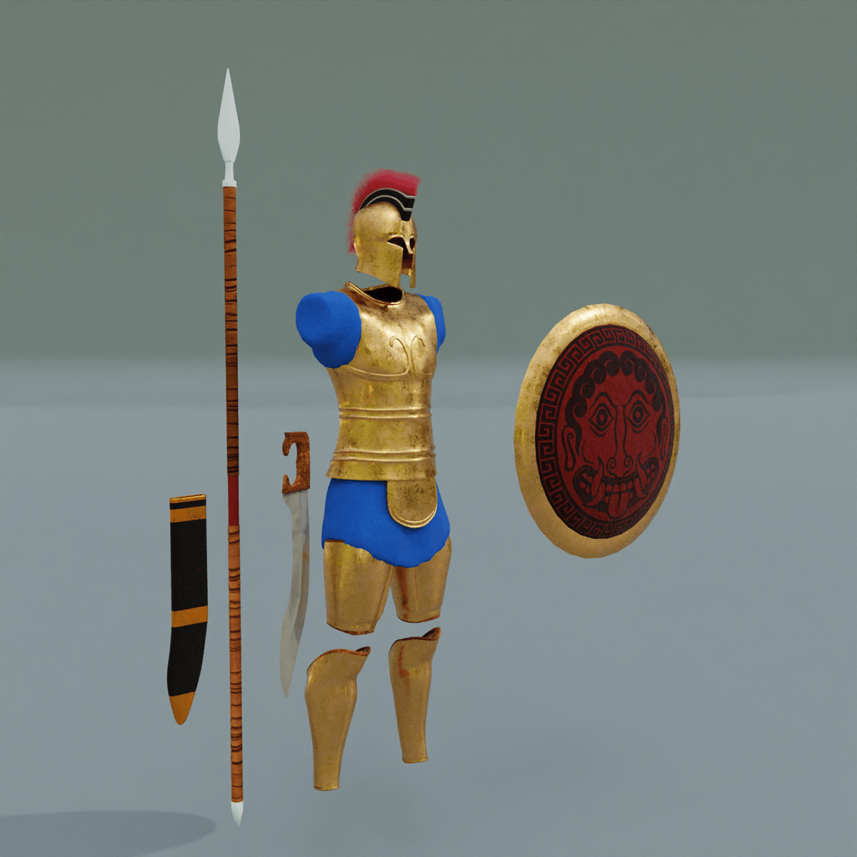 blender 3D hoplite Armour warrior Sword Etruscan