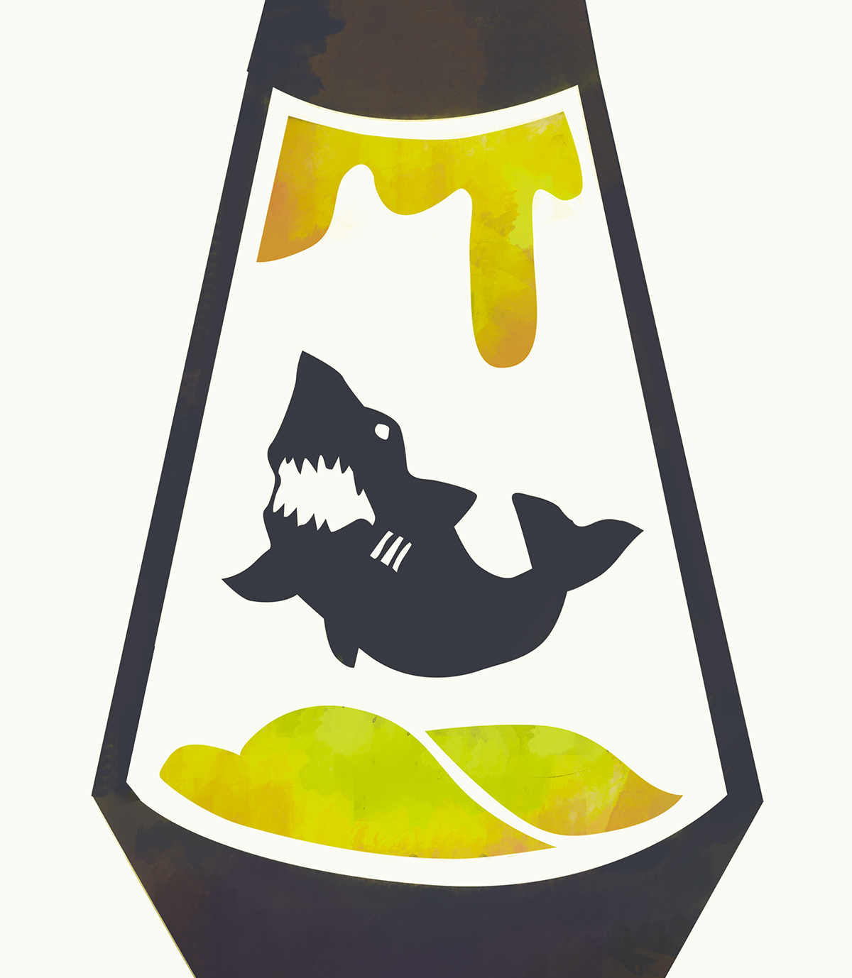 lava lamp boat shark Squid kraken animal Ocean sea print poster design vector