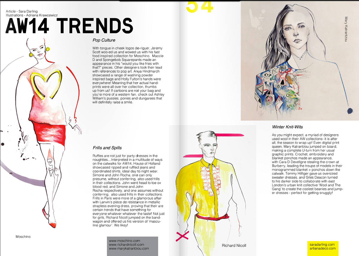 fashion illustration fashion drawing trends models catwalk LFW london fashion week magazine Magazine illustration