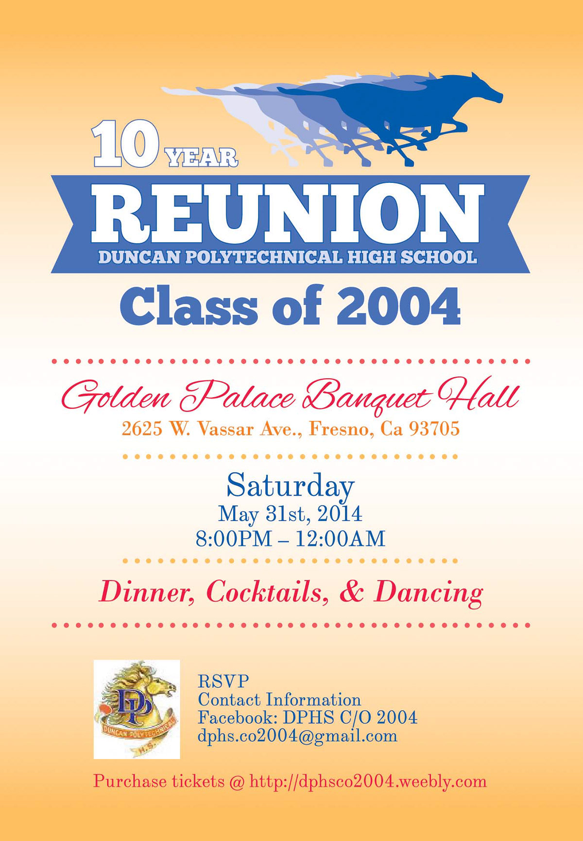 flyer Invitation Card High School reunion 10 years duncan poly class of 04'