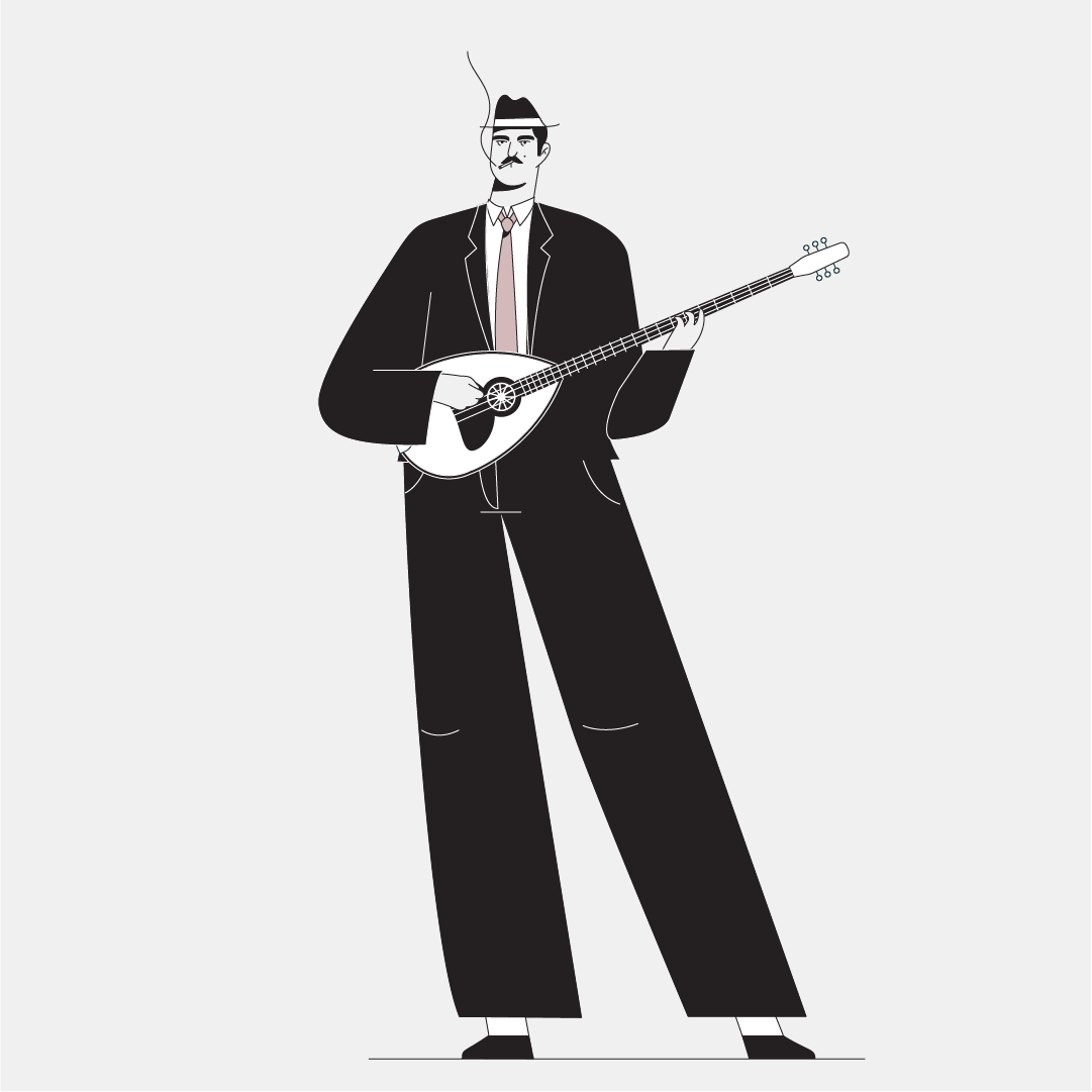 rebetiko illustrration characters port music folkmusic traditional Greece bouzouki 2DAnimation