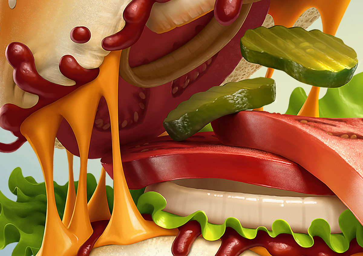 Halloween burger chicken monster Saudi tasty Advertising  art direction  Wacom Intuos digital
