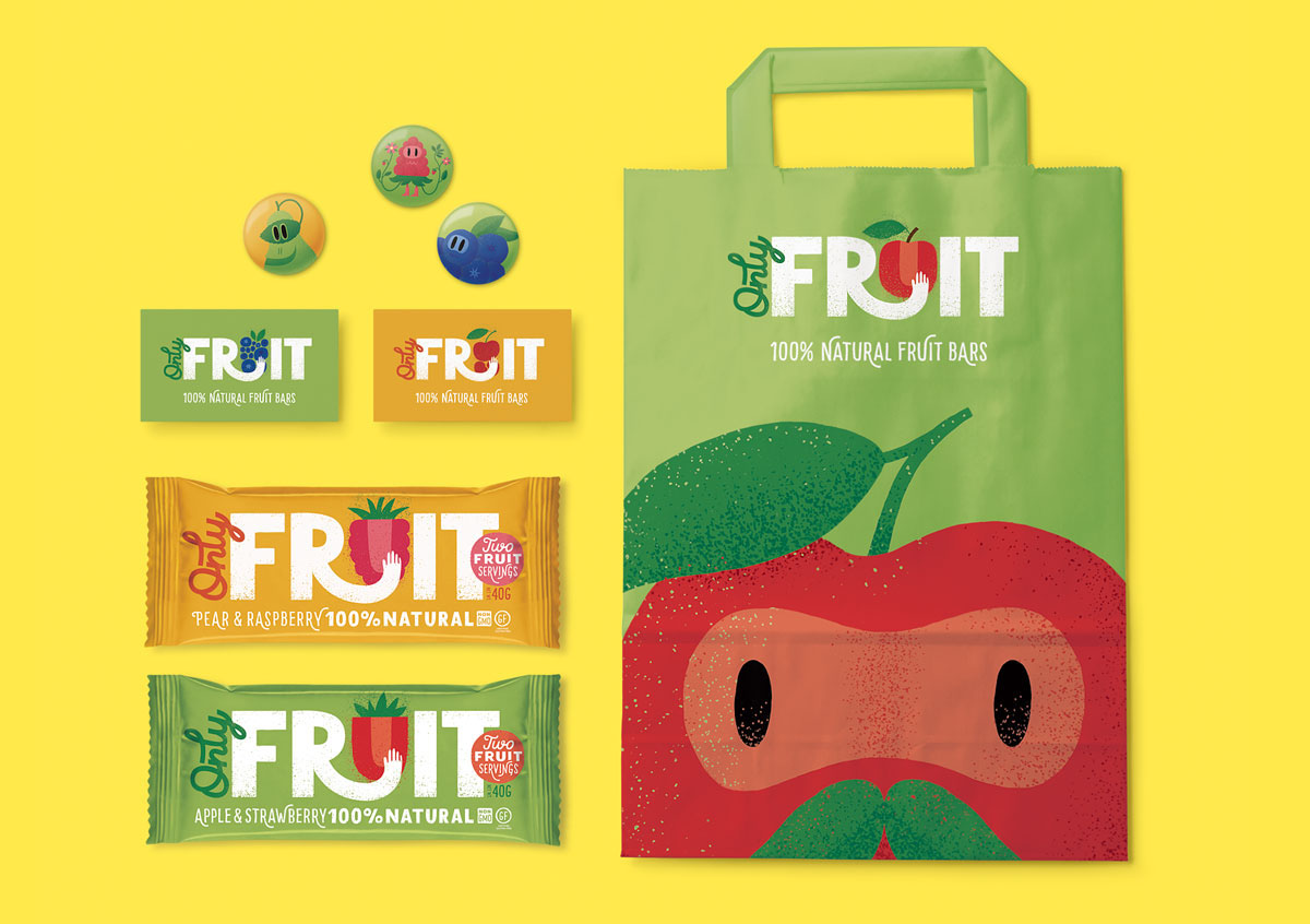 children kids healthy snack Dynamic Food  lettering fruit bar concept FMCG personal project
