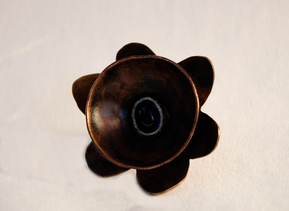 metal ring copper sliver brass flower