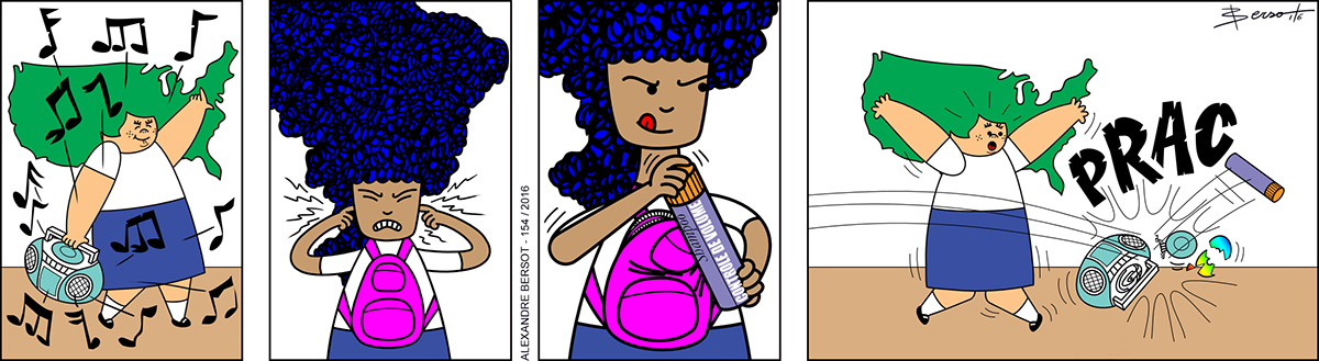 Aparecida Menina Cabelos tirinhas humor aceitação Bullying quadrinhos comics