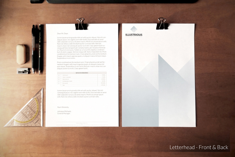 stationary corporate White light clean Pack letterhead envelope folder business card