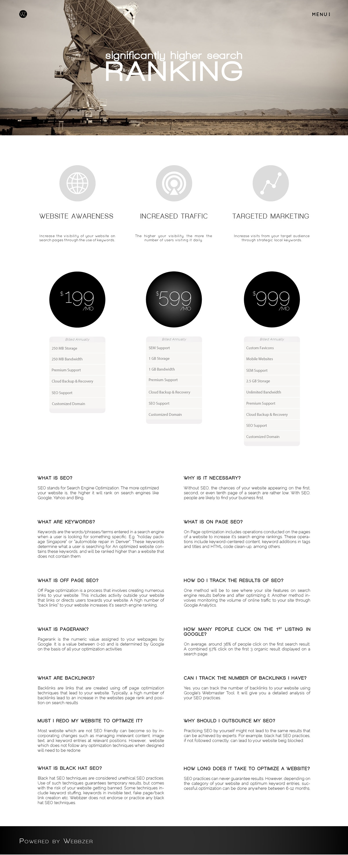 user interface Website flat ui Webbzer concept