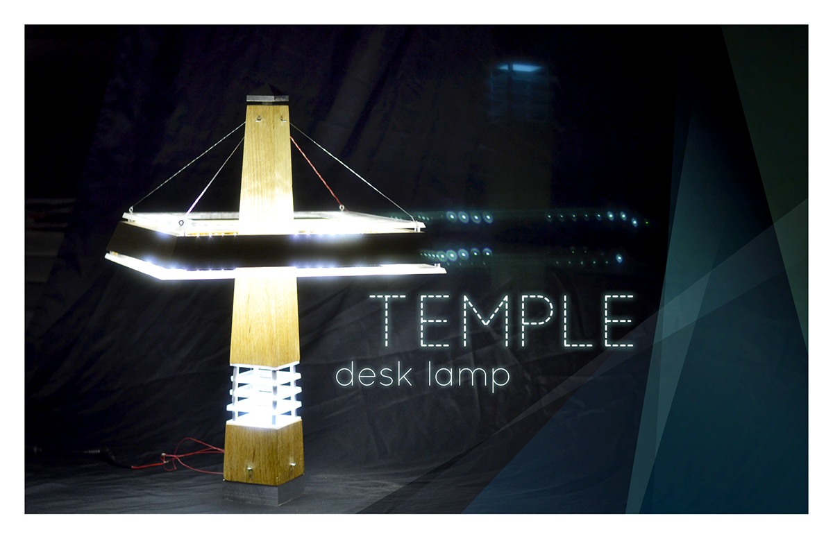 temple desk Lamp lighting design Project industrial acrylic wood light aluminum metal product furniture process