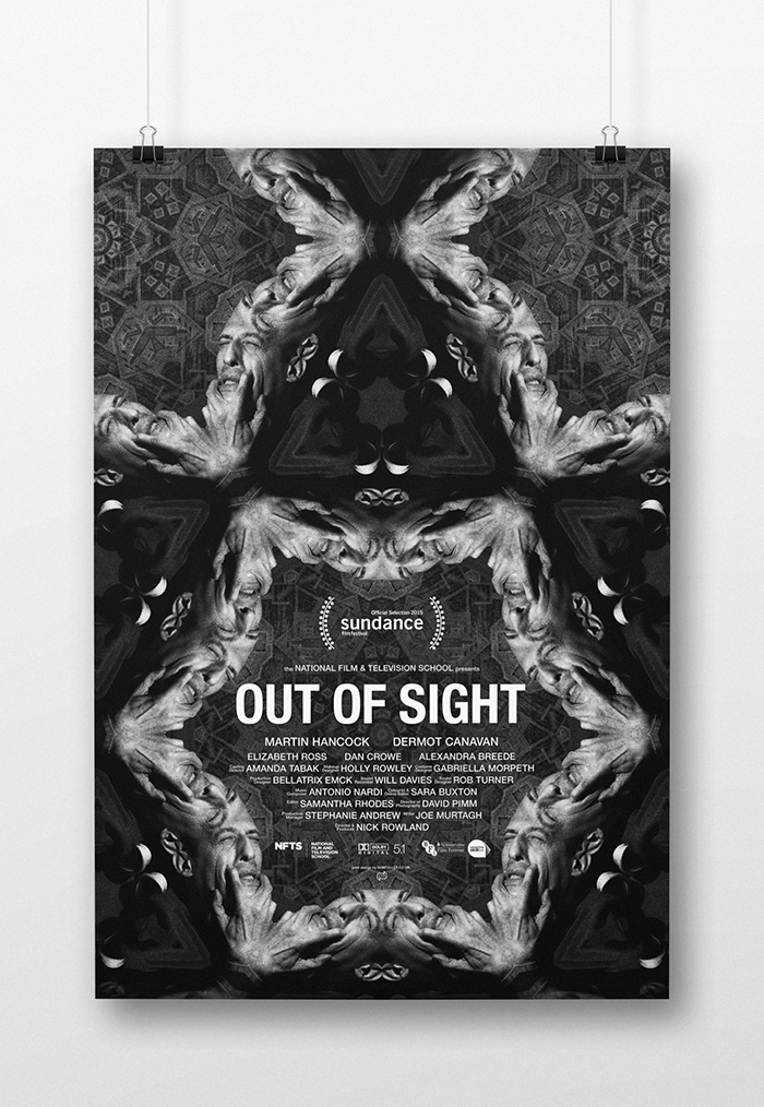 poster film poster out of sight sundance short film movie black and white monochrome helvetica kaleidoscope reflection