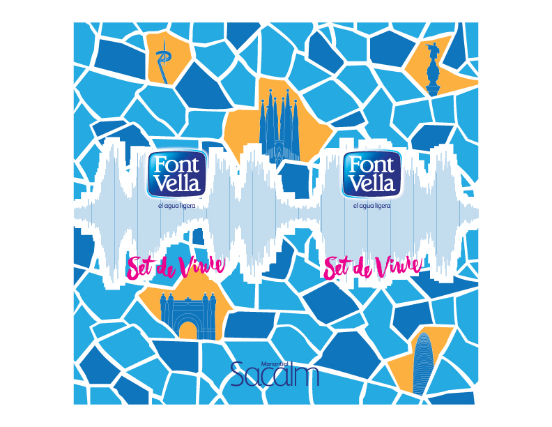 Font Vella sed de vivir set de viure Water Bottle water agua Label Gaudi sounds barcelona spain españa