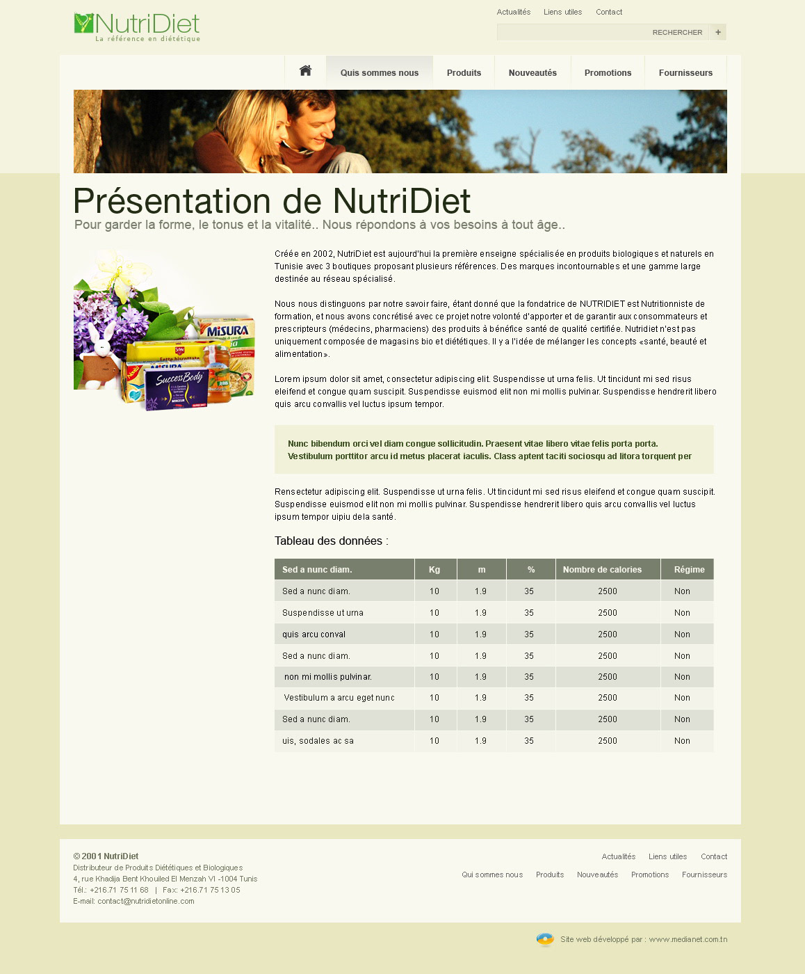 siteweb Tunisie mongi nutrition nutrudiet graphisme Infographie Web site Internet