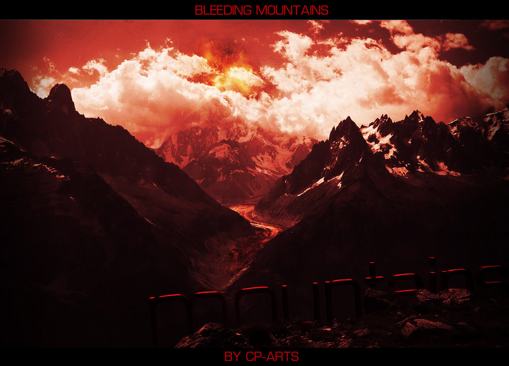 mountains bleeding image manipulation volcano