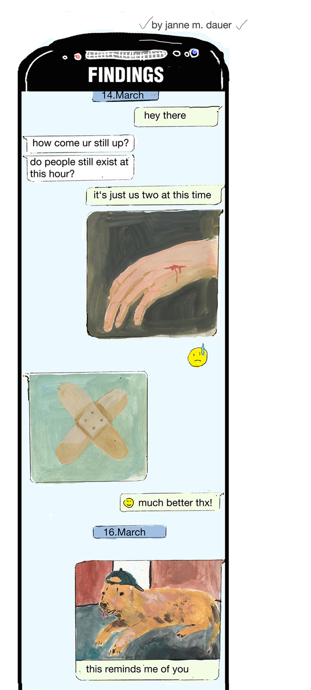 findings smartphone comic experimental handy Chat ghosting object