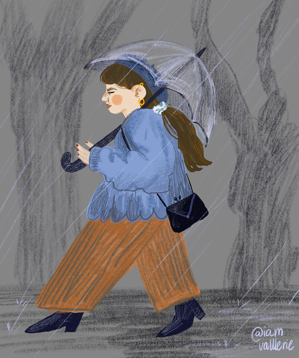 bookillustration forest girl ILLUSTRATION  illustrations Procreate raine ukrainianartist Umbrella