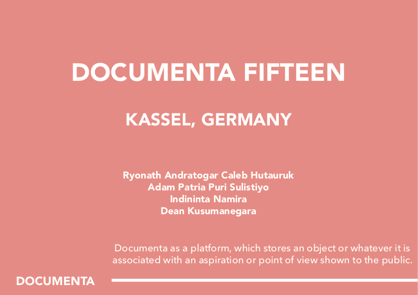 Documenta Exhibition  Finalists key visual visual identity