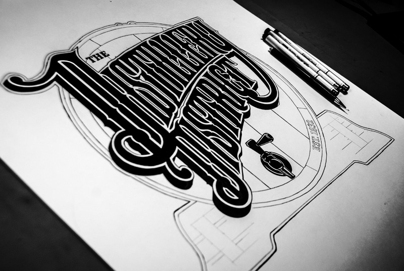 lettering distillery ILLUSTRATION  graphic design  photoshop pen and ink