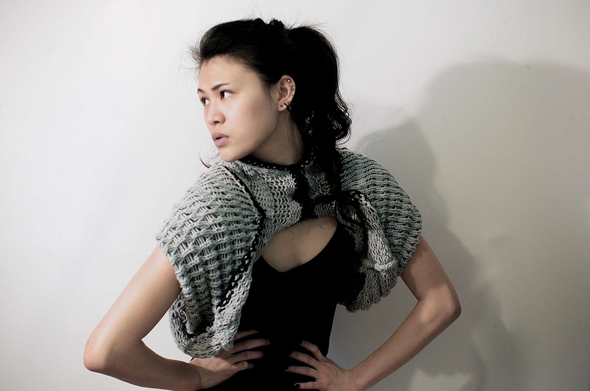 shibori Hand-dyed arashi fashion sketch knitwear knit machineknit