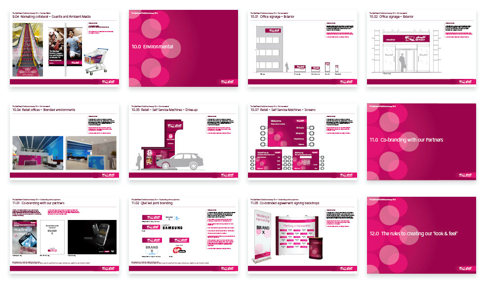 brand guidelines Qtel Qatar guidelines visual language pink logo usage manual telecoms