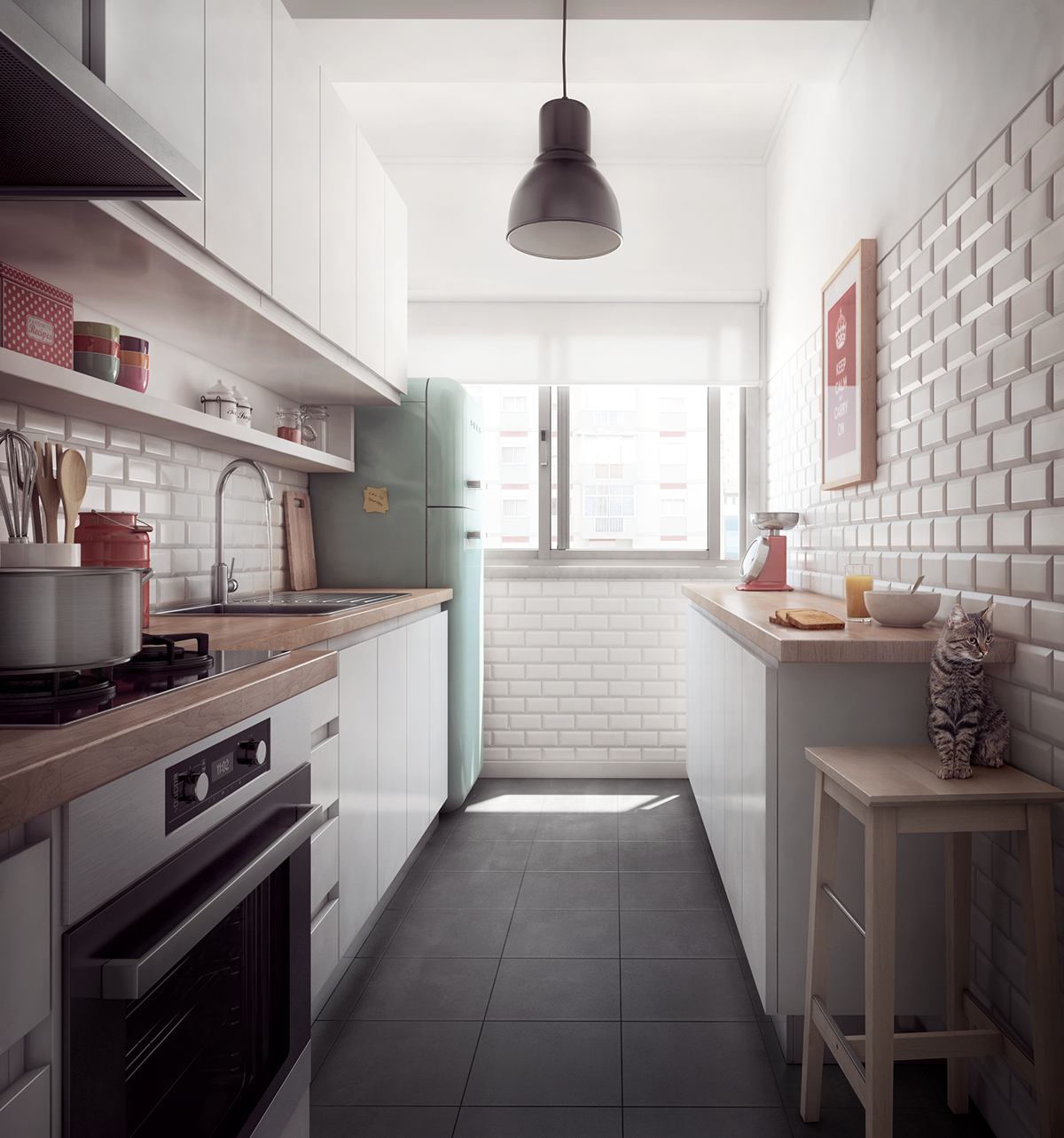 kitchen CG Interior MAX vray photoshop modeling apmira Cat Render