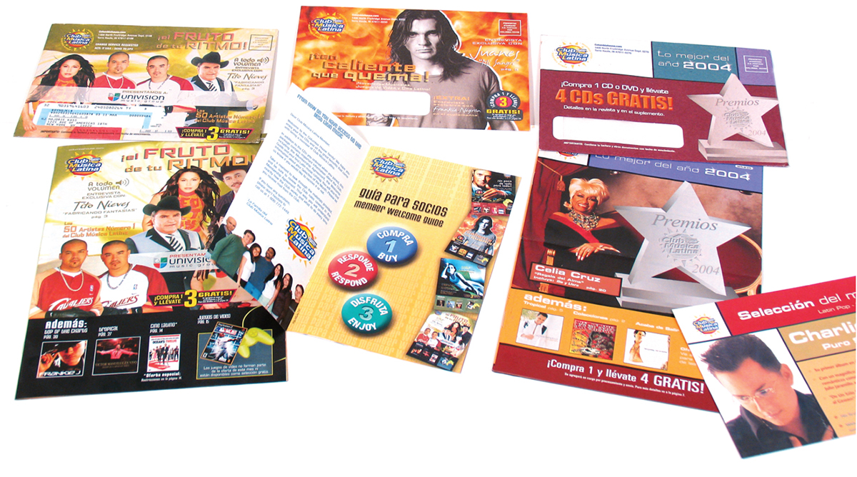 Music magazine music catalog Direct mail Collateral promotional pieces cover design mail envelopes