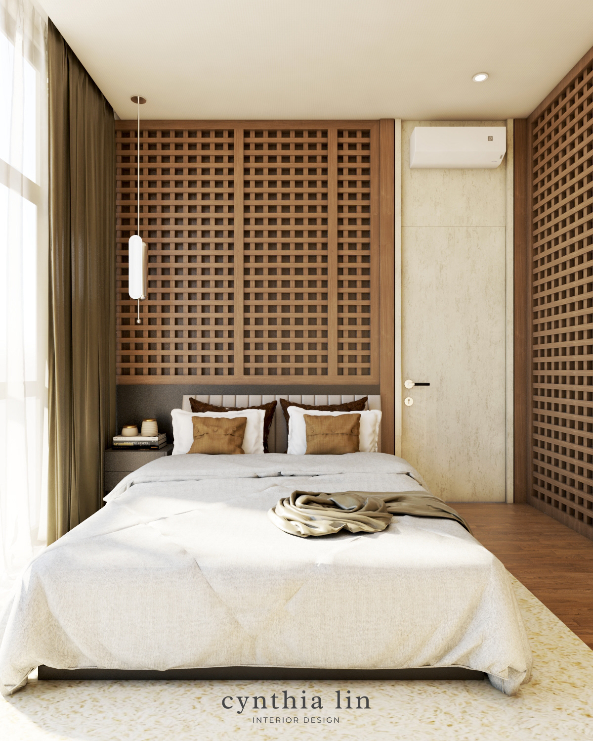 bedroom indonesia interior design  jakarta residential SketchUP vray walk-in closet webbing wooden