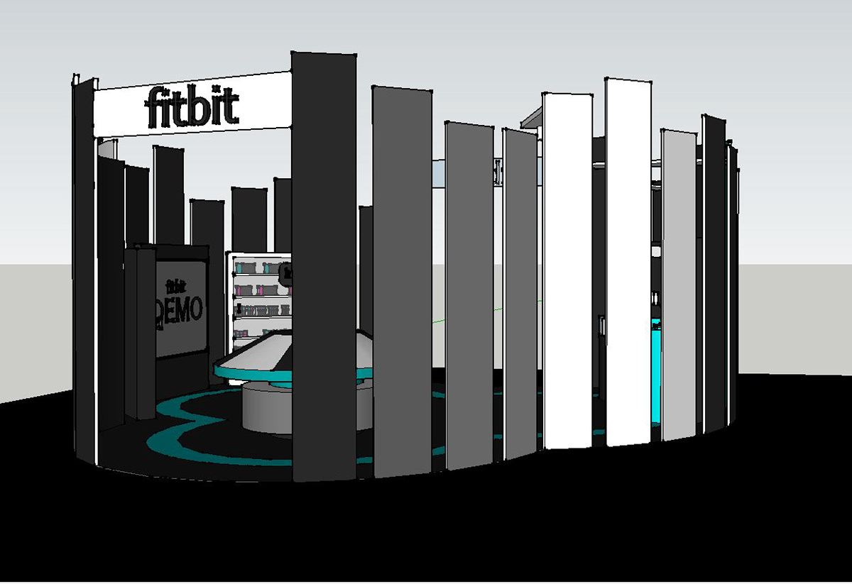 Exhibit design for Fitbit product for spacial design class interior design student