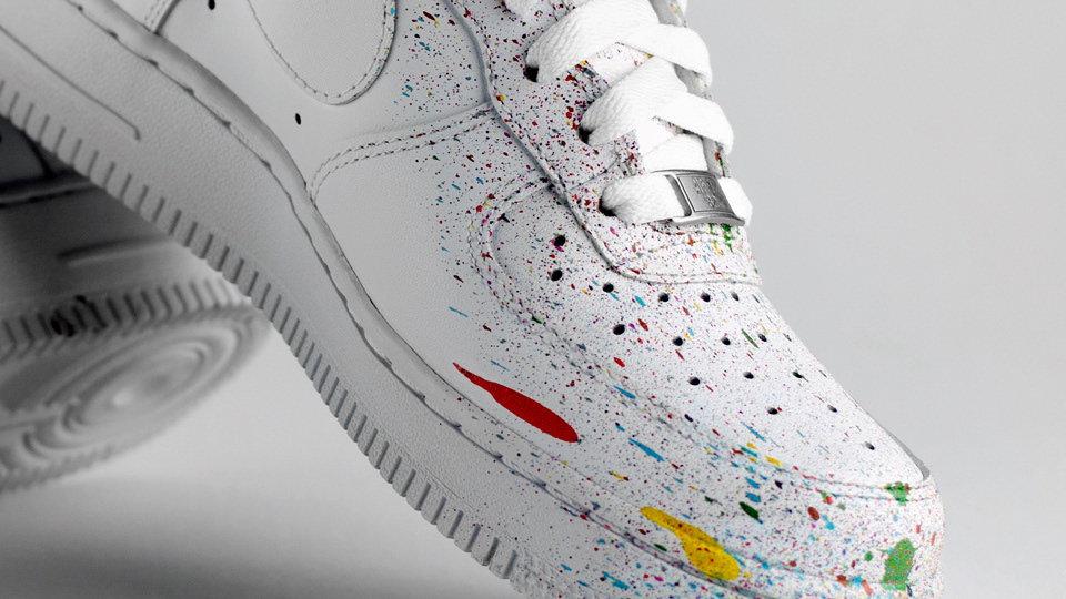 Nike air force 1 sneaker art design streetwear Swoosh paint
