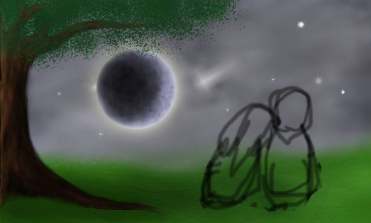 digital painting couple panting Sun moon night MORNING anime cartoon sweet