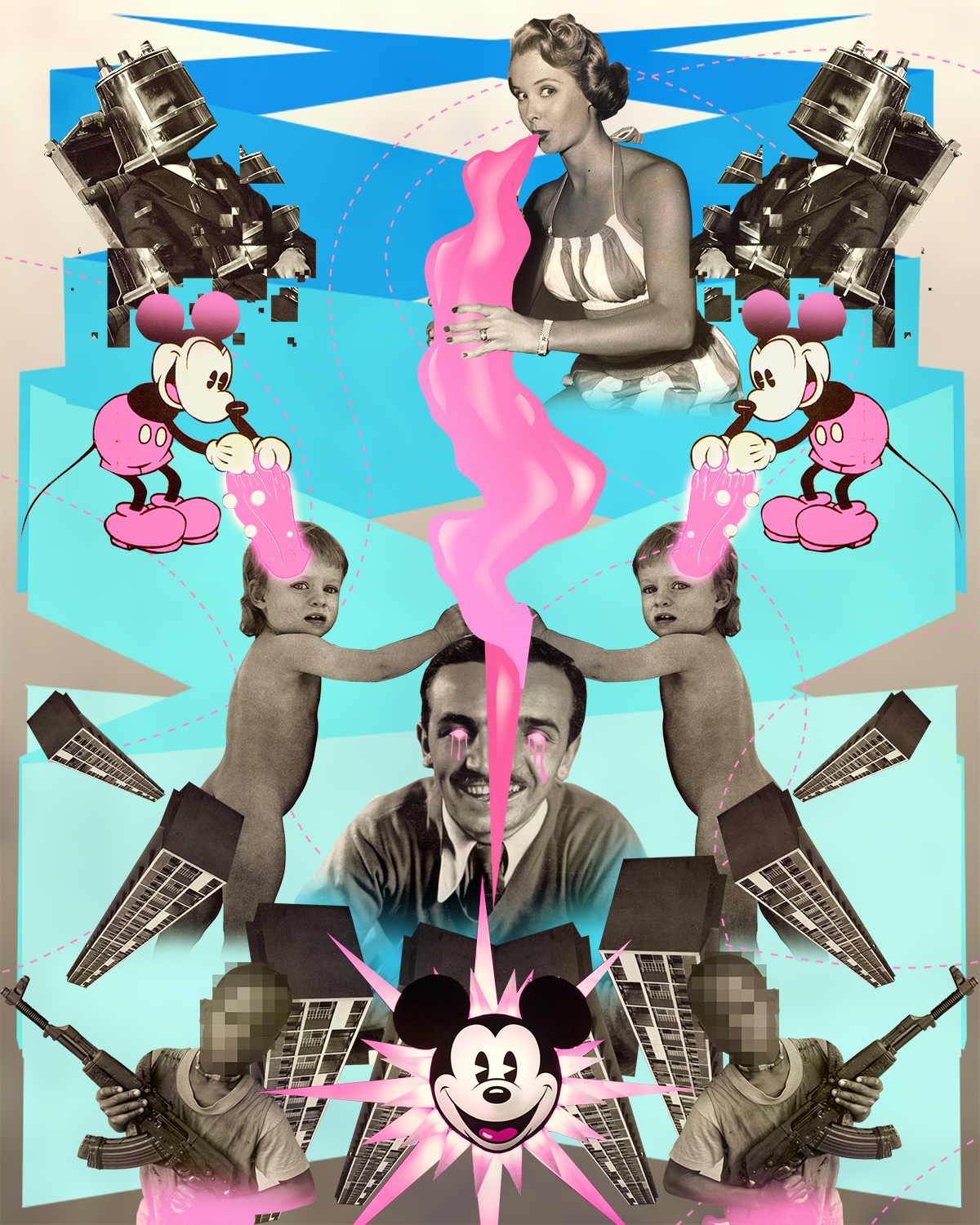 collage art mickey mouse disney ILLUSTRATION 