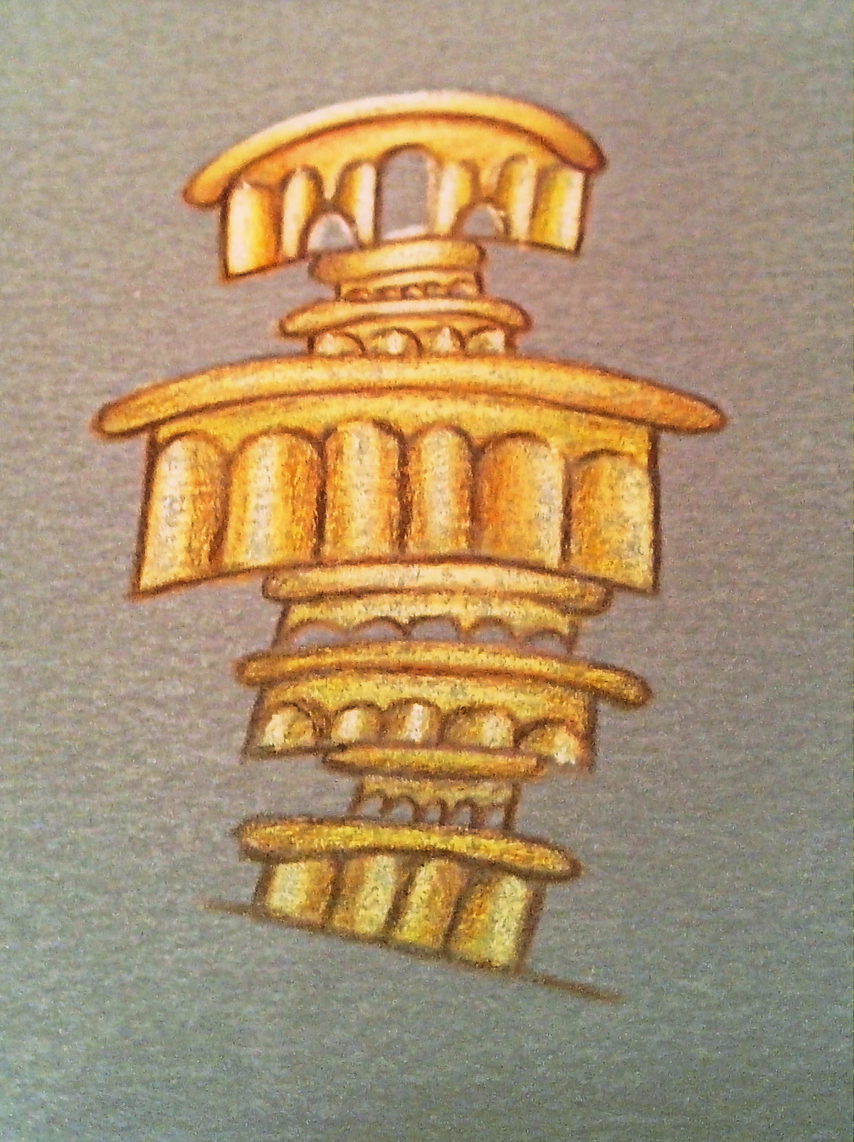 Pisa brooch jewelry rendering jewelry drawing souvenir Monumental building