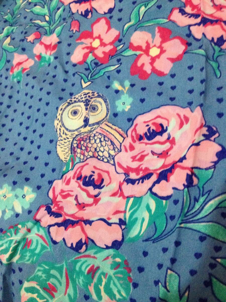 watercolor aquarela pattern dress Estampa Coruja owl bird floral Flowers print textile fabric