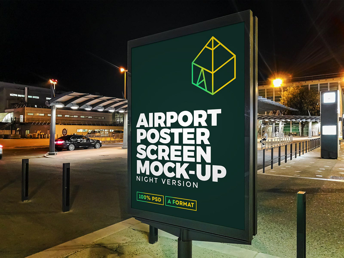 Mockup mock-up poster print design screen airport terminal Display lcd