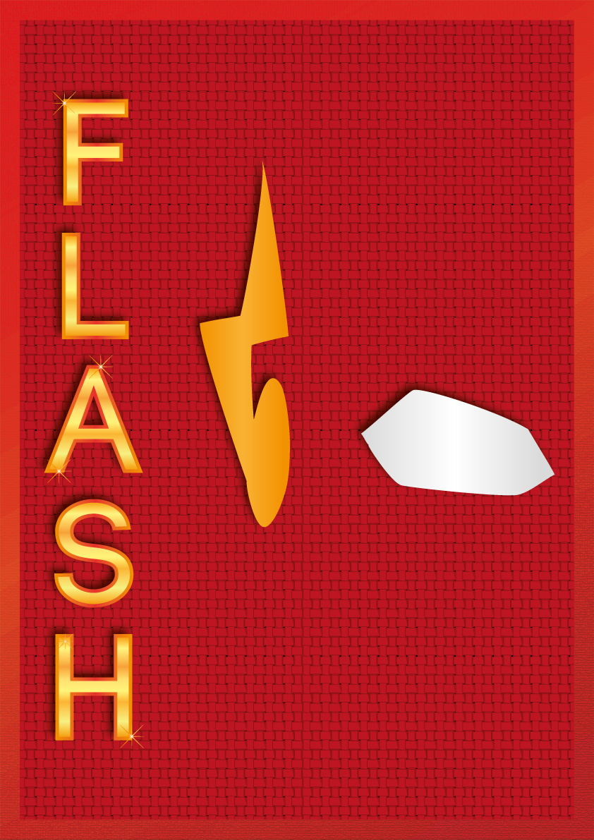 Flash dc SuperHero minimalist tipografia texto design malha tecido The Flash Herói ouro Dourado gold red