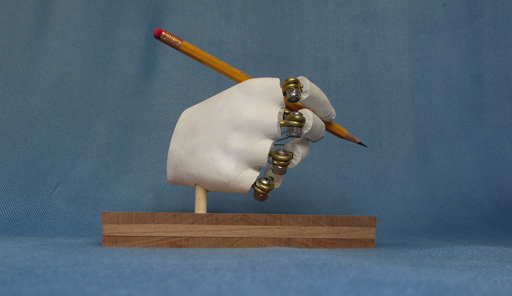 plaster hand cast  sculpture hinges pencil writer parsons 2013 