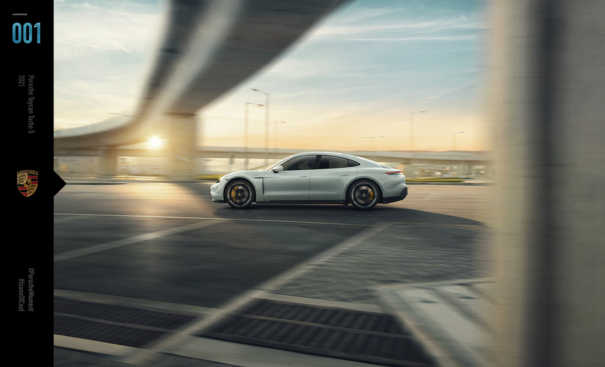 automotive   hongkong motion Outdoor Porsche Taycan virtualrig car rigshot