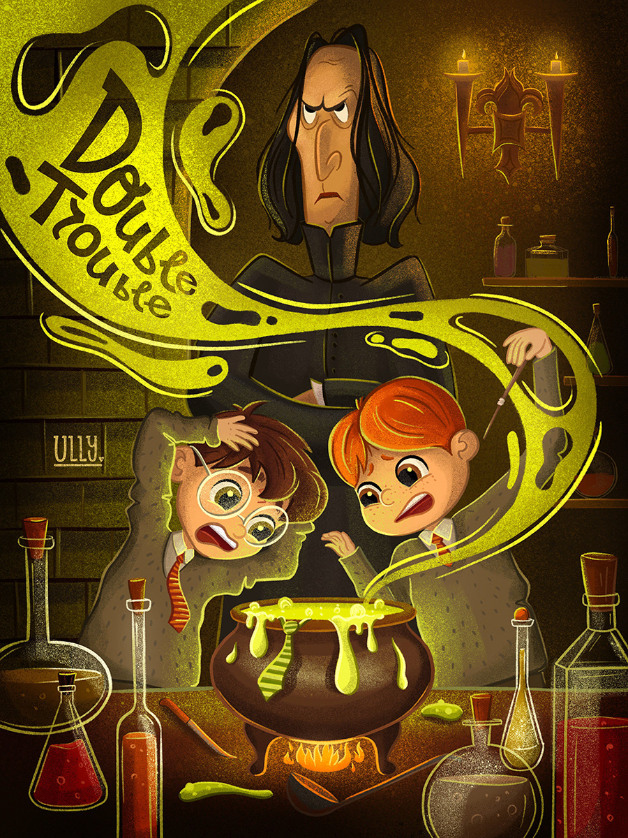 ILLUSTRATION  Character design  harry potter Potter Week Prompts Hermione Granger Ron Weasley Draco Malfoy luna lovegood Digital Art  book illustration