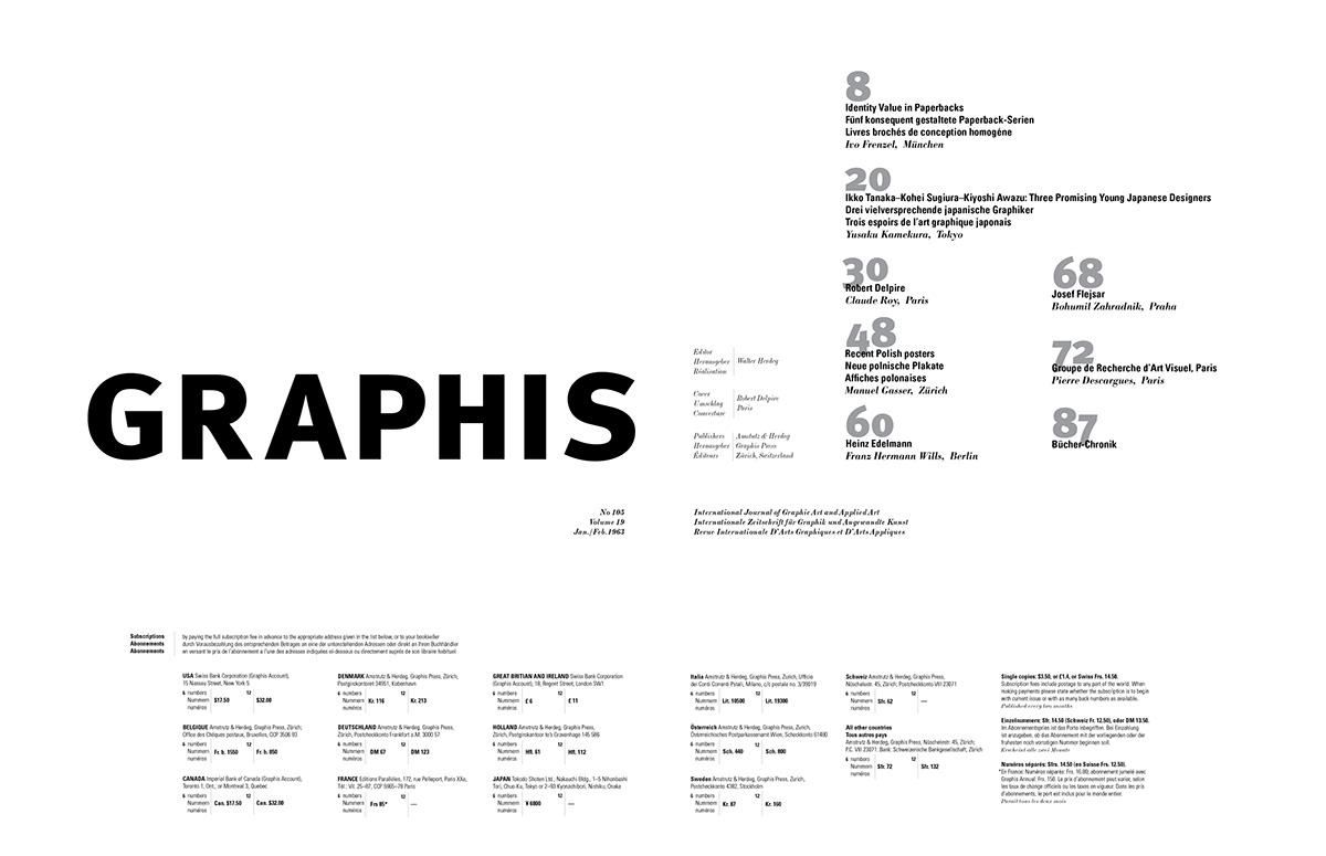 table of contents magazine Graphis hierarchy