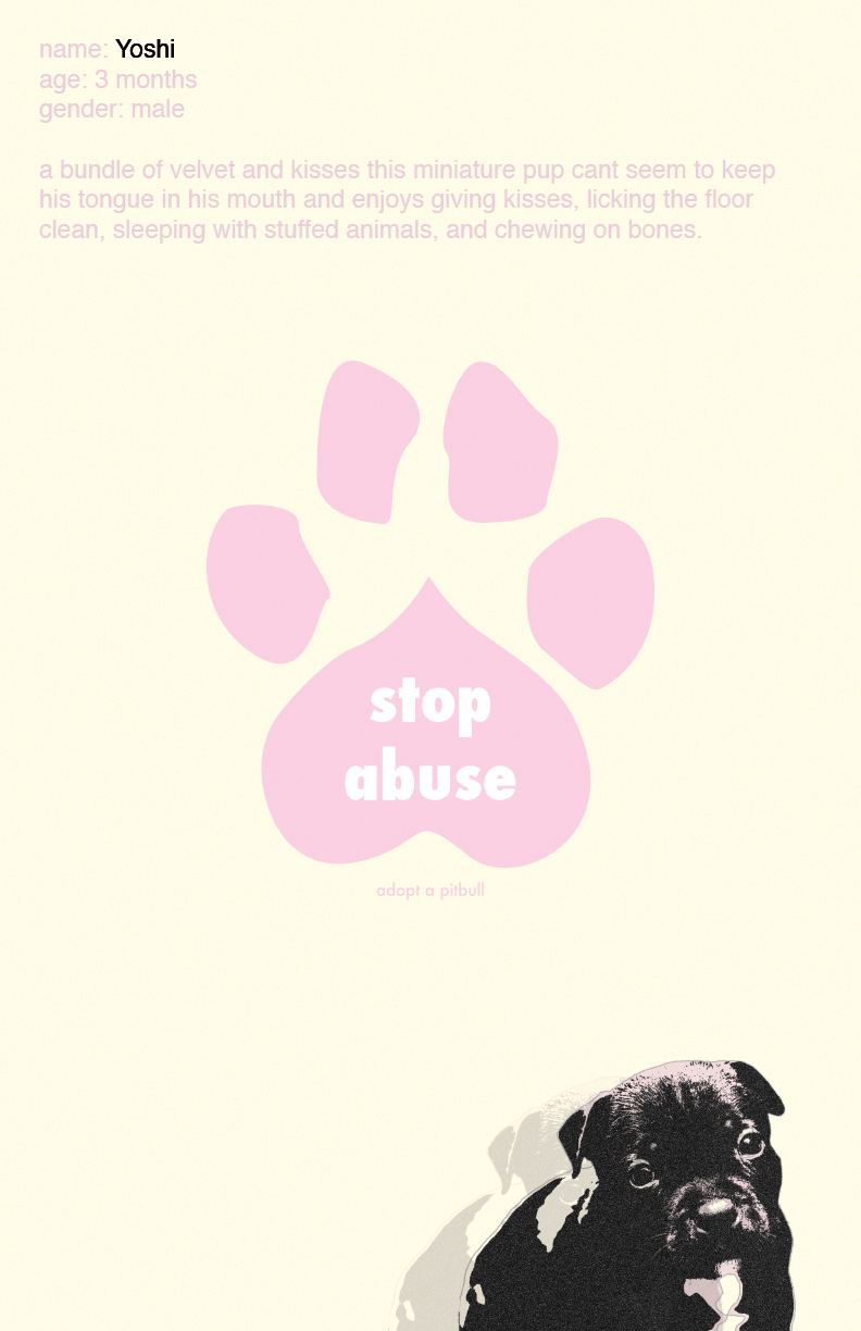 poster dog Pitbull heart social abuse print simple color humor