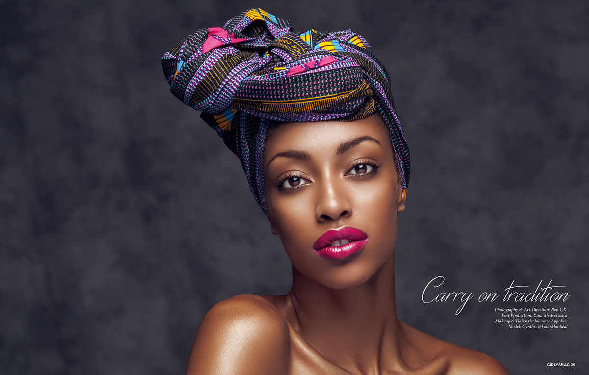 beauty editorial african headwrap magazine maquillage Montreal wax