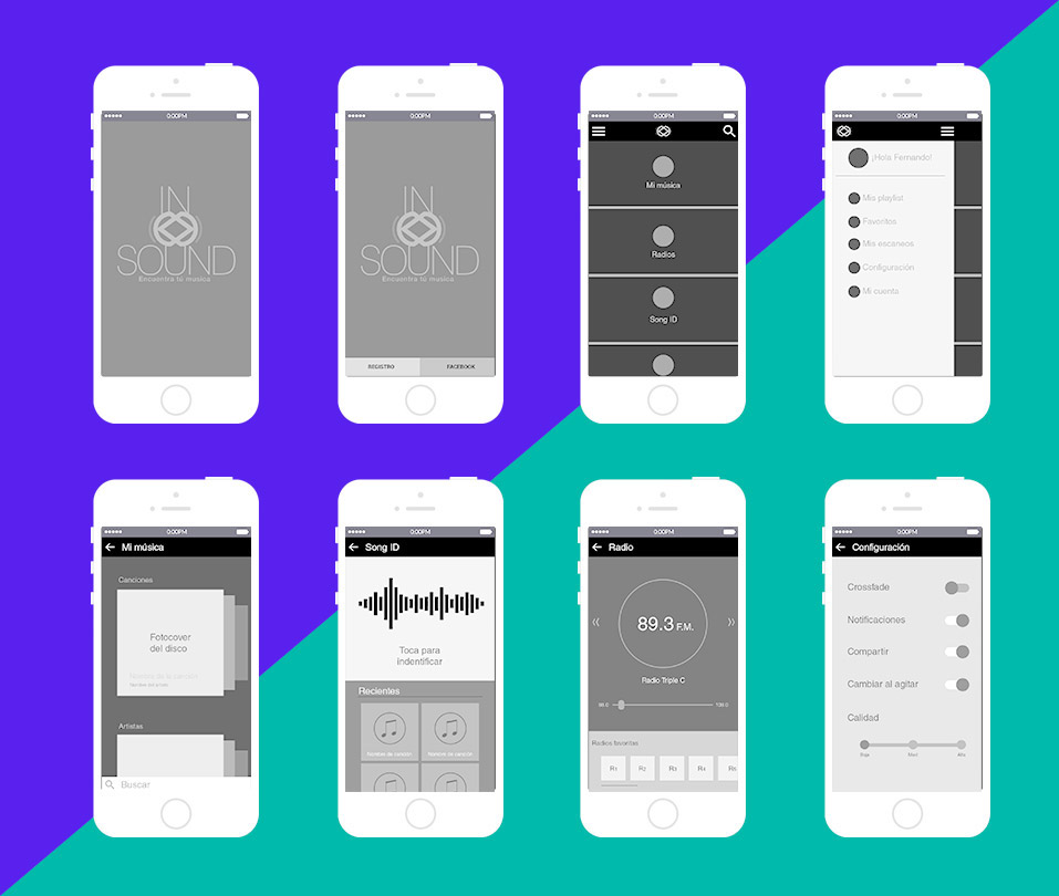 music colorfull ux UI app sound mobile process boceto