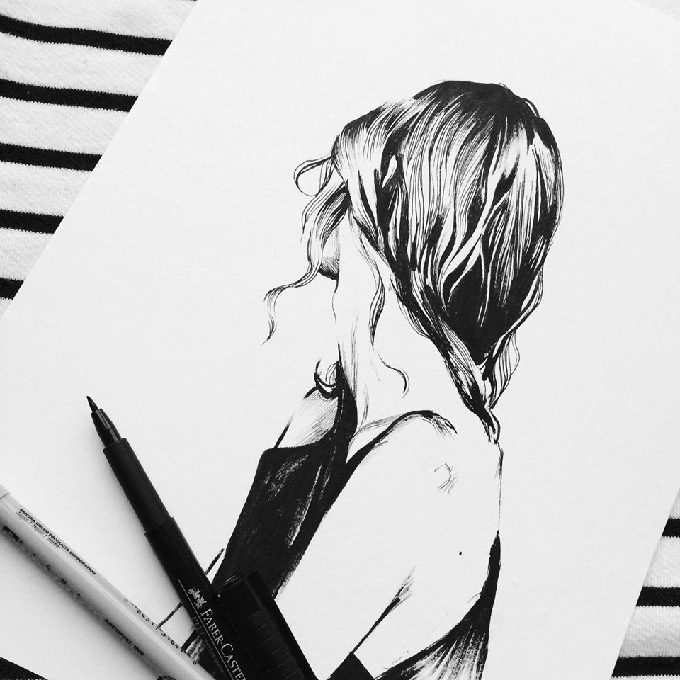 dessin sketch art ink paper croquis portrait pencil