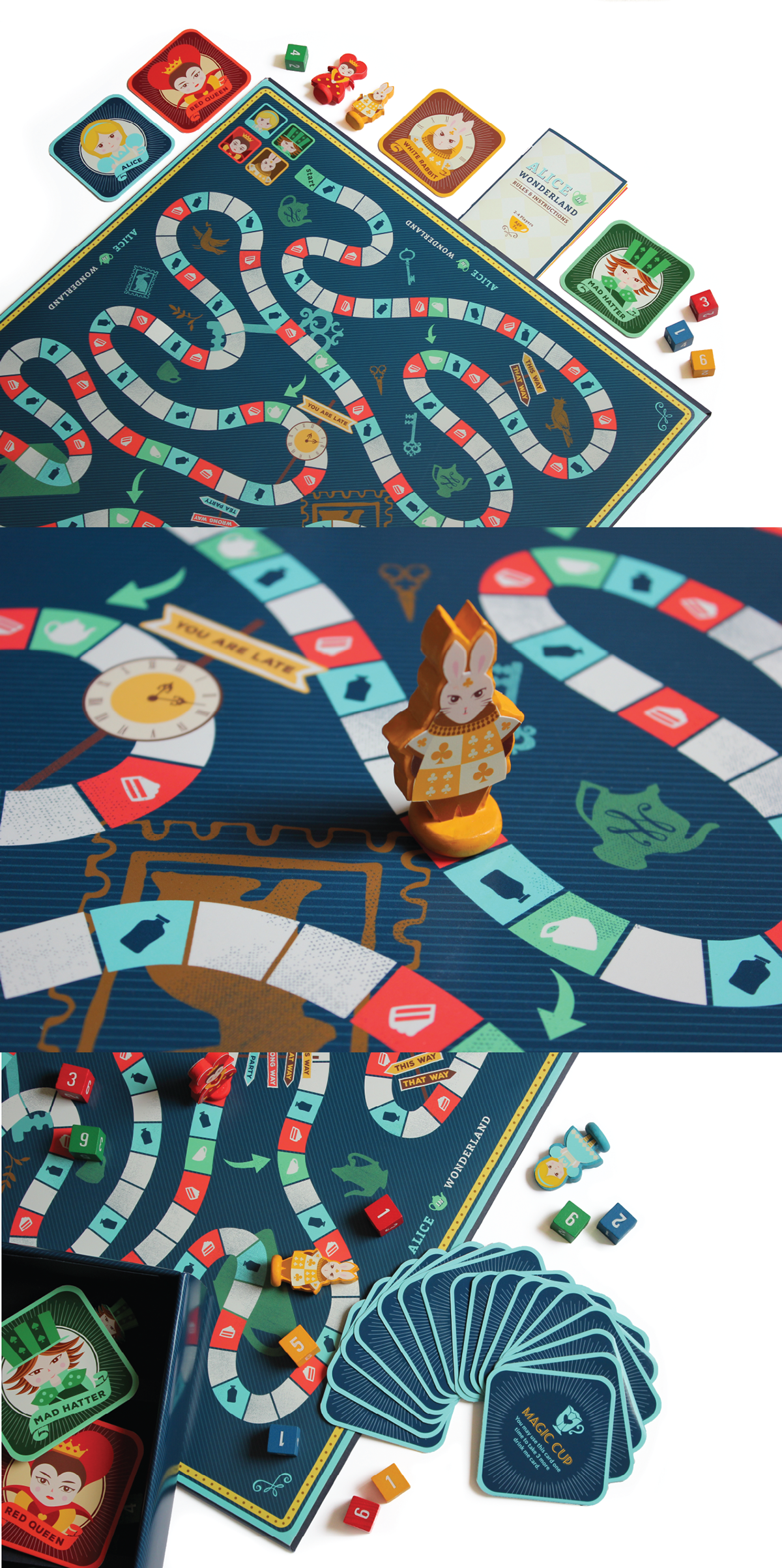 alice wonderland mad hatter rabbit red queen board game adventure