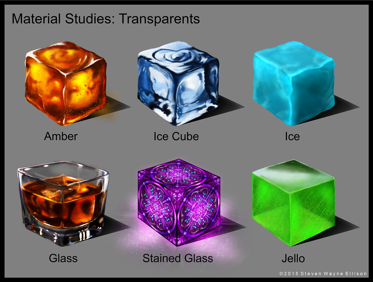 concept art digital paint material study environmental elements materials cubes