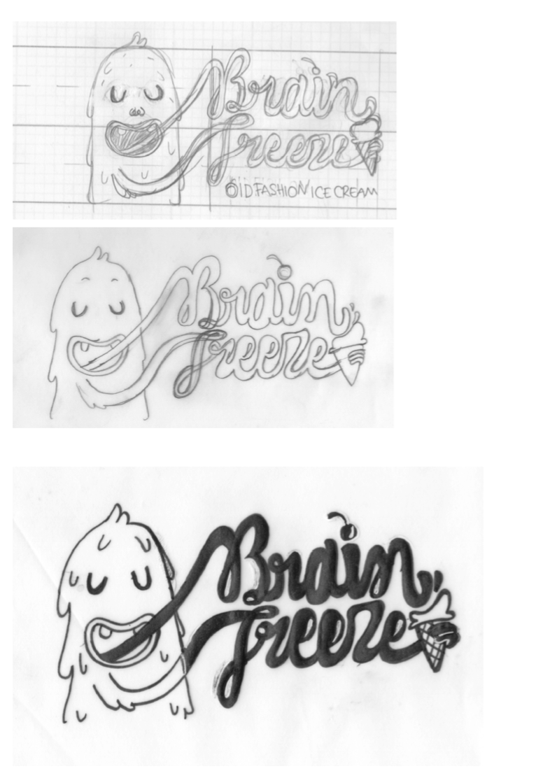 logo Identity Design wordmark ice cream monster Brain Freeze